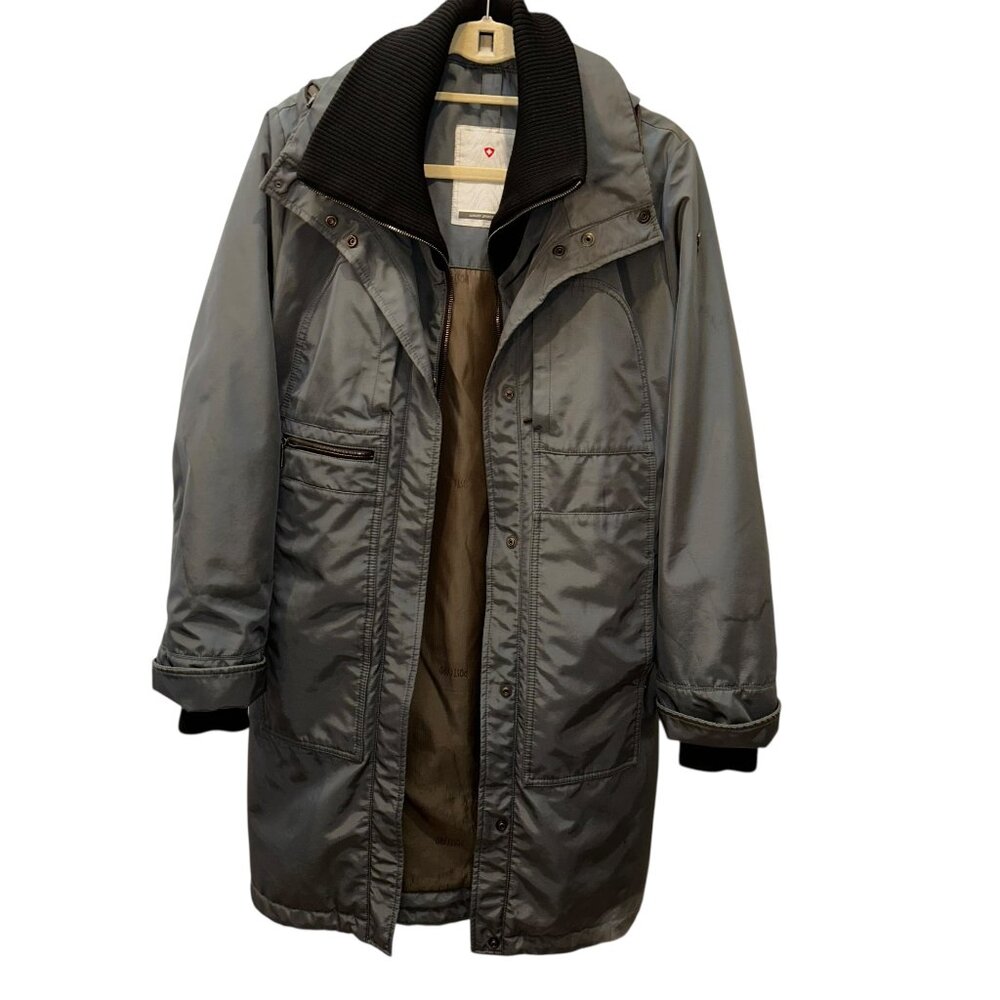 Postcard gray 3/4 apres ski jacket hood knit cuffs 10 Luxury Sportswear